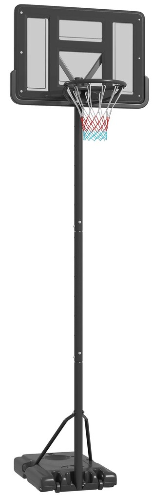 Coș de baschet reglabil pe înălțime cu bază umplută și spațiu pentru minge 110x75x195-370cm, negru SPORTNOW | Aosom RO