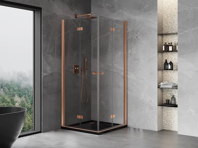 Mexen Mist-F Duo cabină de duș pliabilă 80 x 80 cm, transparent, cupru periat - 8A6-080L-080P-65-00