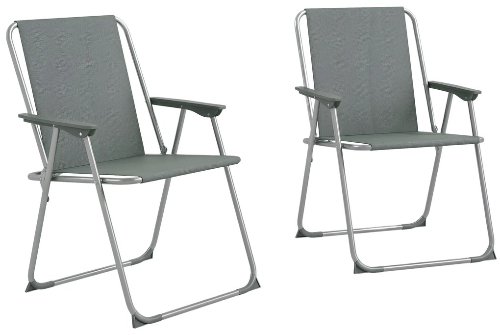 Outsunny Set de 2 scaune pliabile pentru terasa, camping, Gri | Aosom Romania