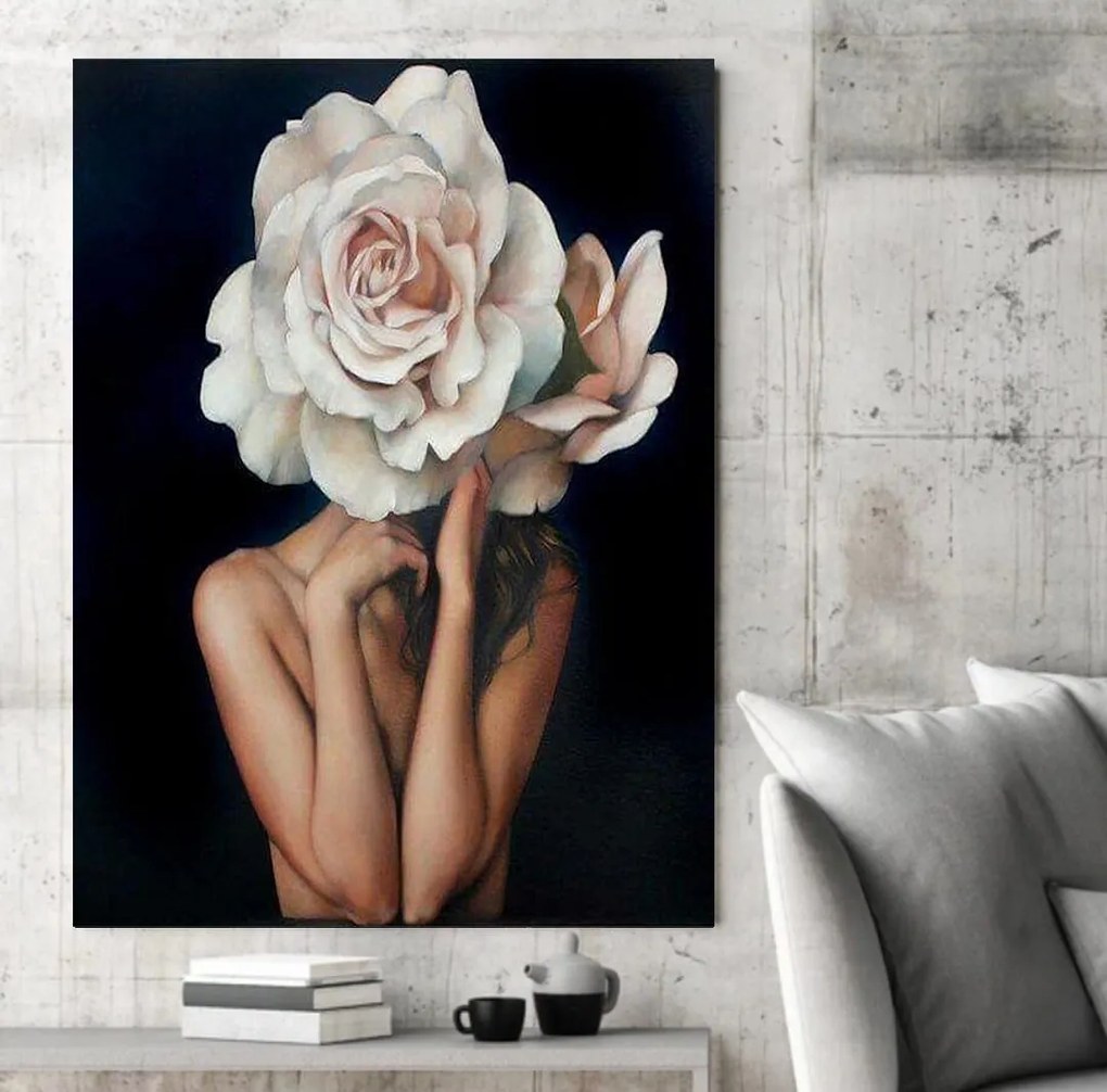 Tablou canvas Flowered Girl 90x60 cm