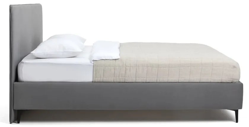 Pat dublu tapițat gri cu saltea/ somieră 180x200 cm Noira Slim - Bonami Selection