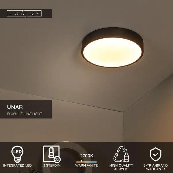 Plafonieră LED dimabilă Lucide 79185/30/30 UNAR LED/18W/230V negru