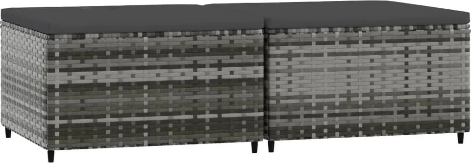 vidaXL Taburete de grădină cu perne, 2 buc., gri, poliratan