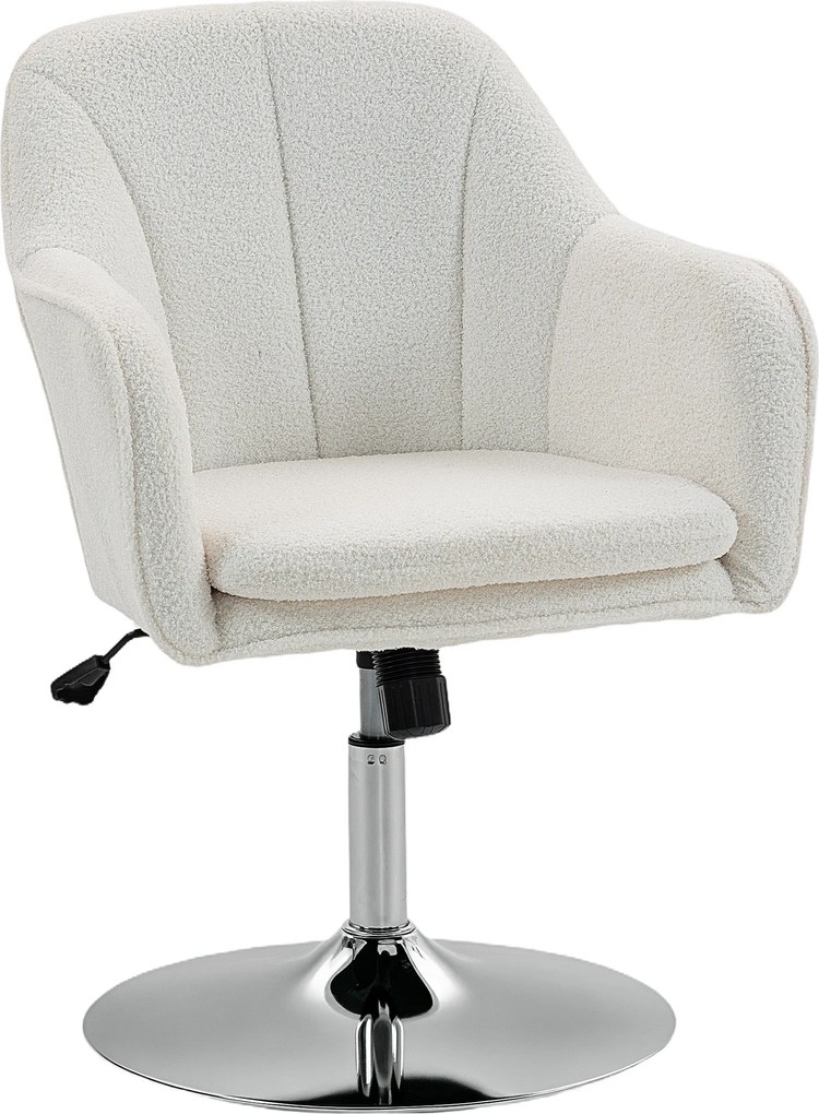 HOMCOM Fotoliu de salon, rotativ cu înălțime reglabilă, funcție balans, pernă căptușită, 61 x 64 x 80-92 cm, alb | Aosom Romania