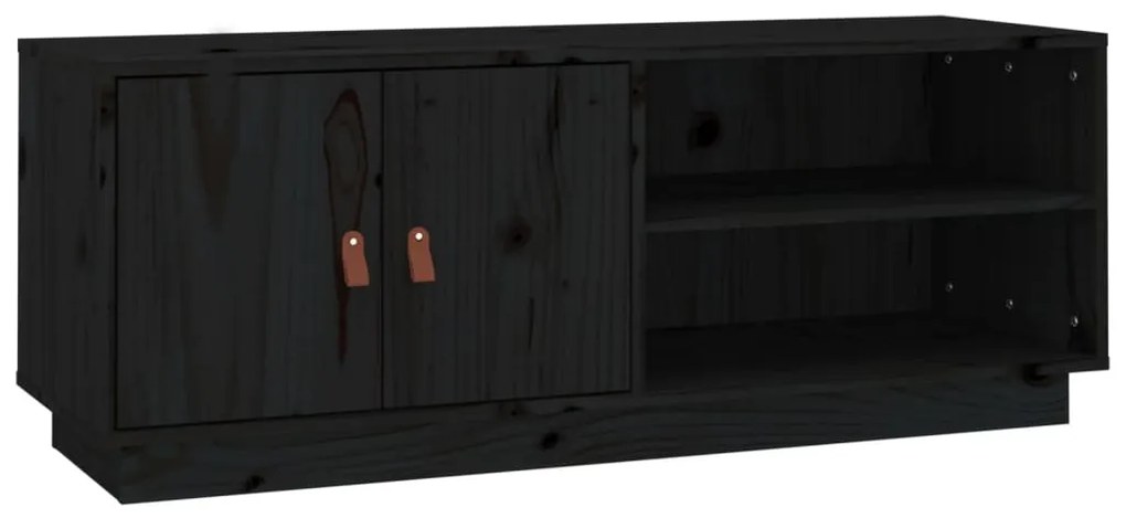 Comoda TV, negru, 105x34x40 cm, lemn masiv de pin Negru, 1