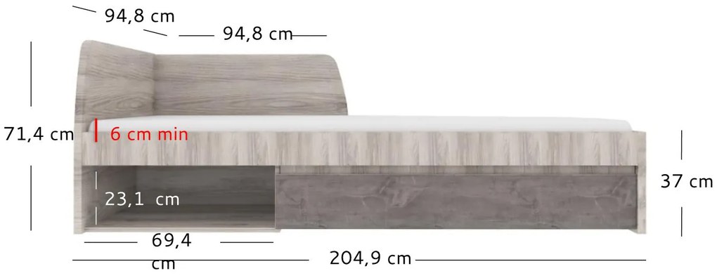 Pat de o persoană 90 cm Jolene (castan nairobi + onyx) (cu somieră). 1052966