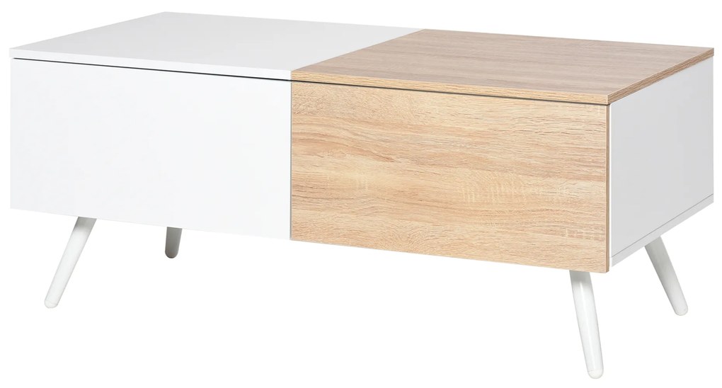 HOMCOM masa de living, stil nordic, cu 2 sertare, 110x60x45cm | AOSOM RO