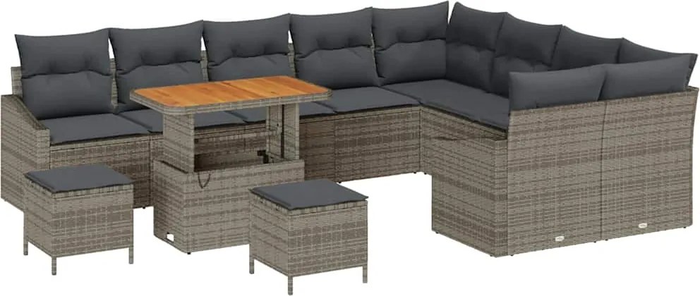 vidaXL Set de canapele pentru grădină cu pernă 12 pcs Gri Rattan poli