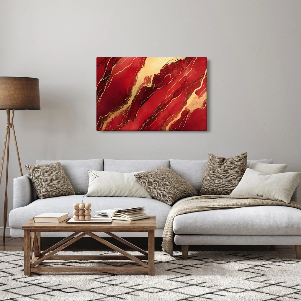 Tablou - Marmură roșu-auriu (90x60 cm)