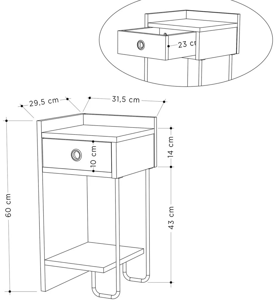 Măsuță de noptieră Sirius Left Oak 2