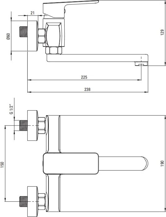 MARO Baterie de lavoar de perete BLO_N50M