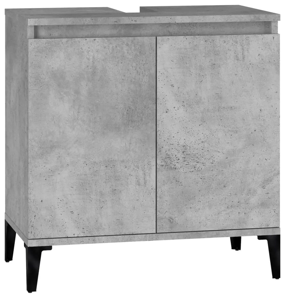 821264 vidaXL Dulap de chiuvetă, gri beton, 58x33x60 cm, lemn prelucrat