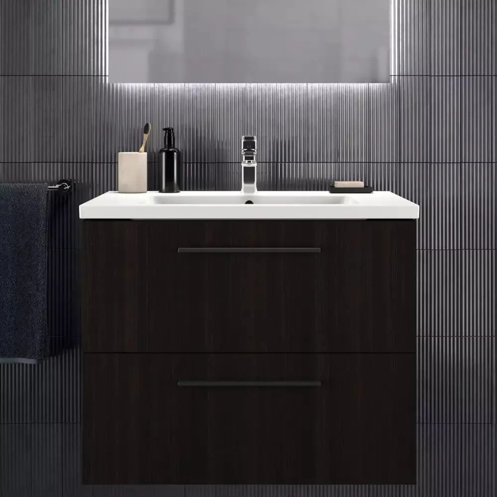 Dulap baza suspendat Ideal Standard i.life B finisaj stejar cafeniu 2 sertare 80 cm