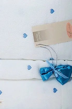 Prosop MICRO LOVE 50x100 cm Alb / inimioare lila