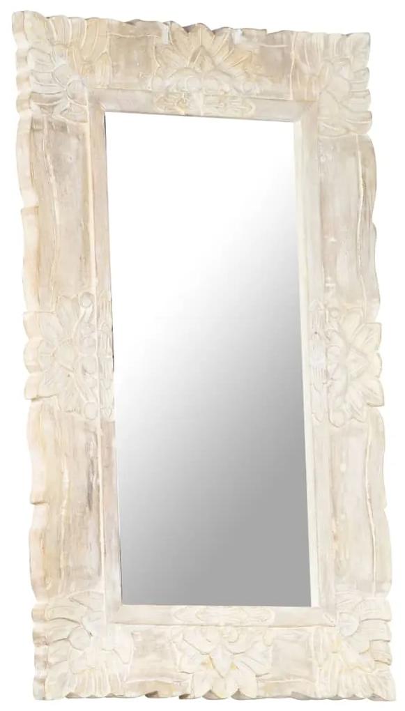 Oglinda alba 80x50 cm, lemn masiv de mango 1, Alb, 80 x 50 cm