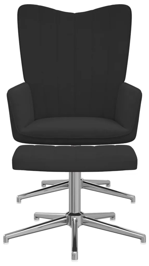 327738 vidaXL Scaun de relaxare cu taburet, negru, catifea