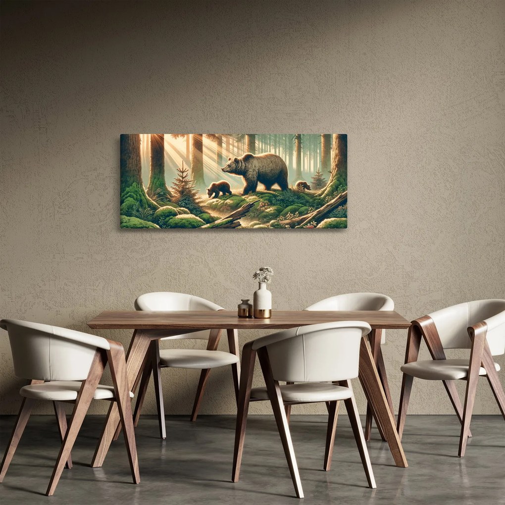 Tablou - Urși în pădure (120x50 cm)