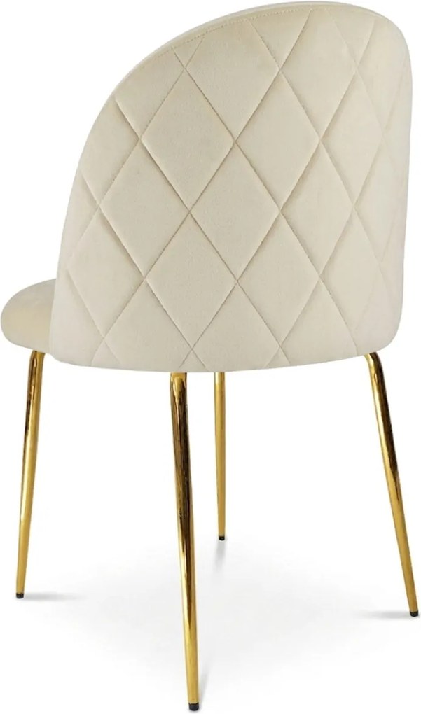 Scaun bucatarie INCA VELVET din catifea cu picioare aurii, crem