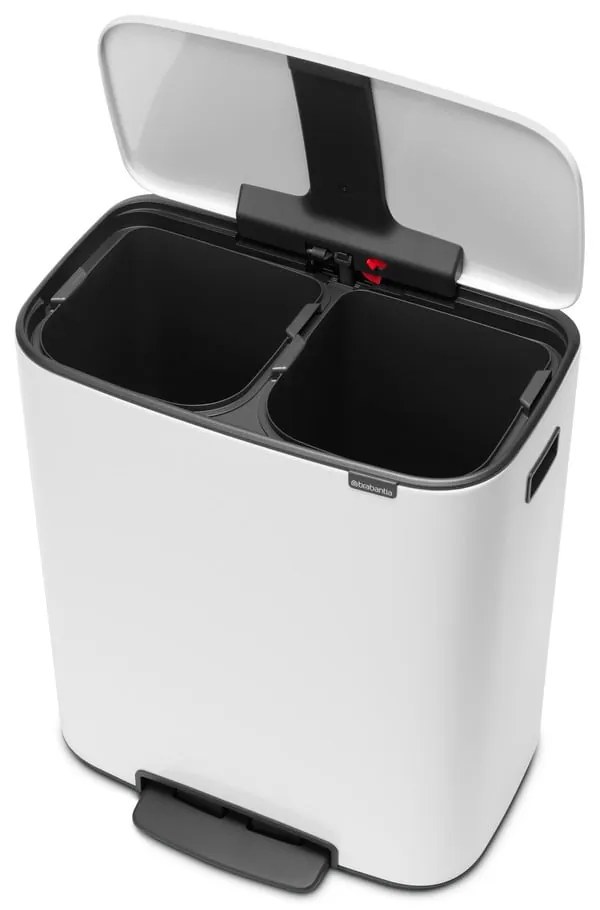 Coș de gunoi alb de reciclat/cu pedală din oțel 60 l Bo – Brabantia