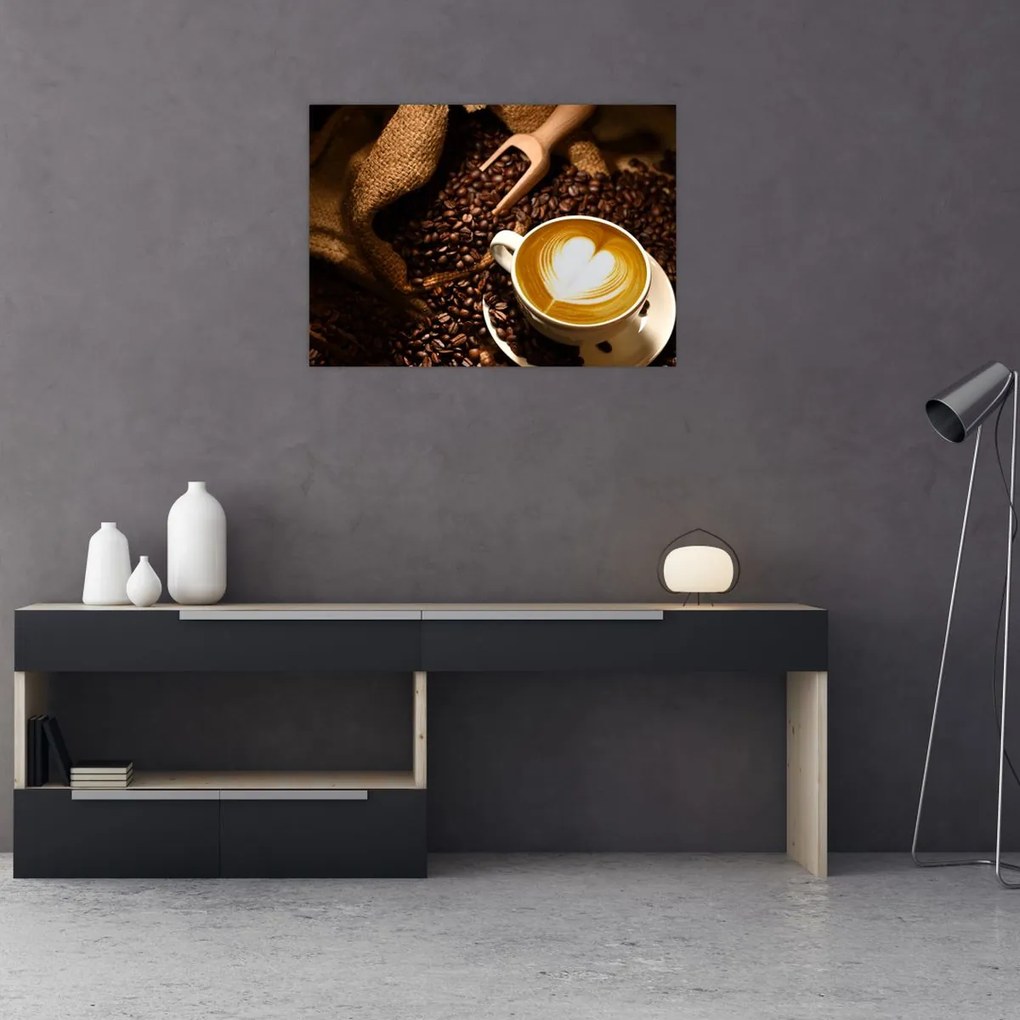 Tablou pe sticlă - O ceașcă de cafea (70x50 cm)
