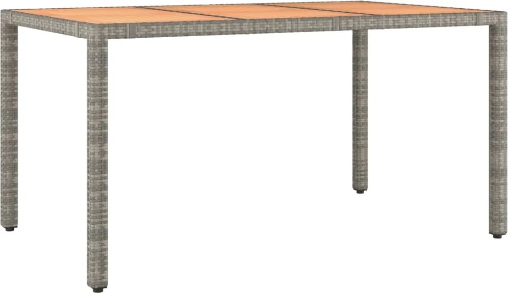 vidaXL Masă grădină blat din lemn, gri, poliratan/ lemn masiv acacia