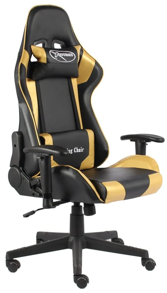 vidaXL Scaun de jocuri pivotant, auriu, PVC