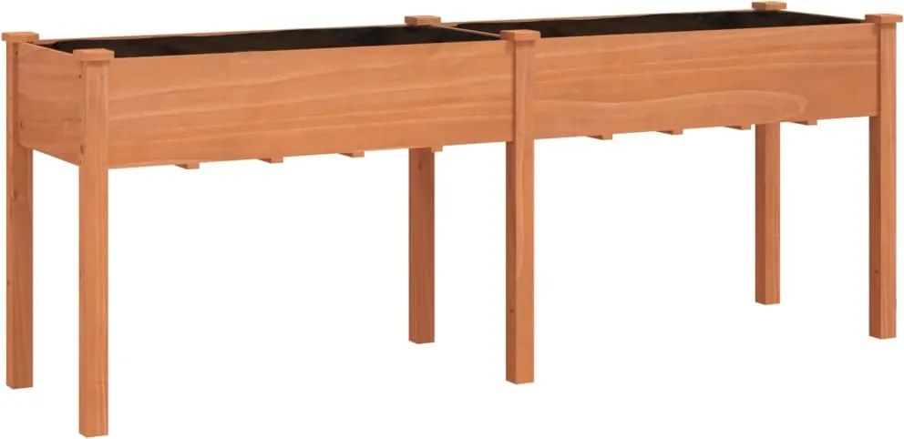 vidaXL Jardinieră cu căptușeală, maro, 203x53x76 cm, lemn masiv brad