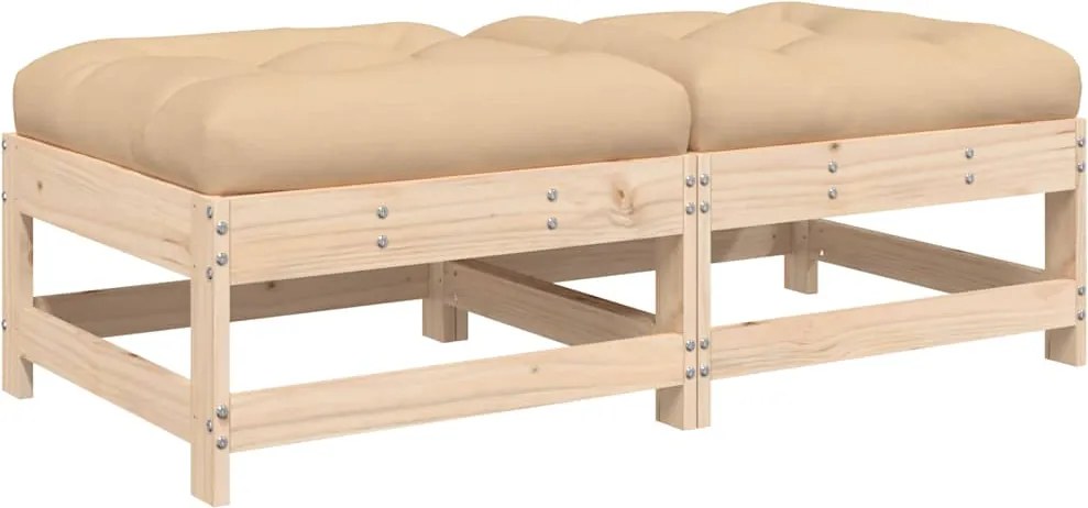 vidaXL Taburete de grădină cu perne, 2 buc., lemn masiv de pin