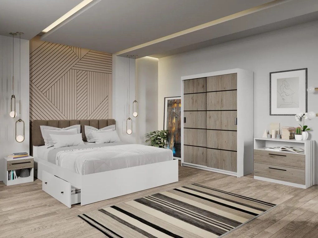 Set mobila dormitor Zeno Alb/San Remo C11