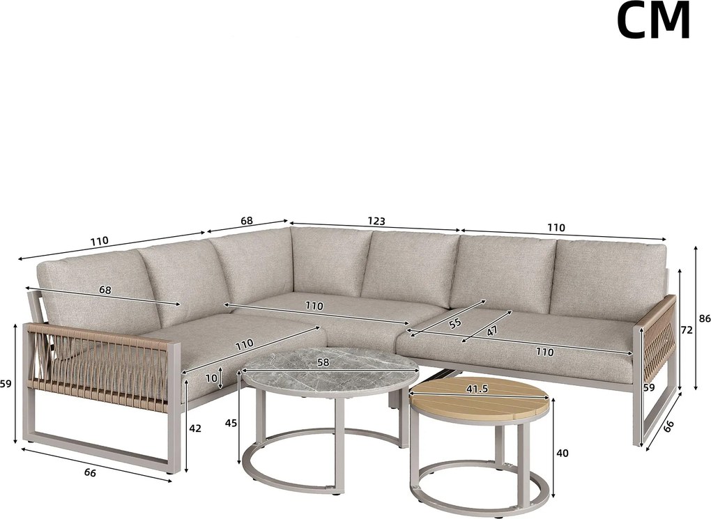 Set de lounge pentru grădină pentru 6-7 persoane, Bej | Aosom Romania