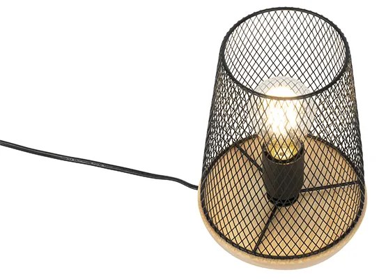 Lampă de masă de design neagră cu lemn - Bosk