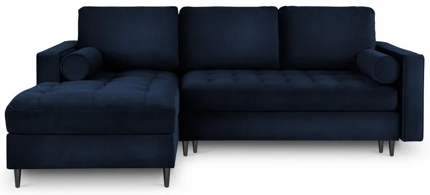 Colțar extensibil din catifea cu șezlong stânga Milo Casa Santo, albastru