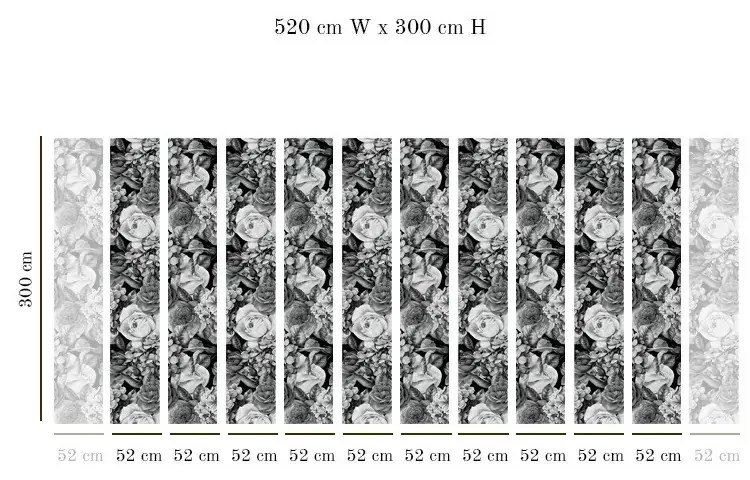 Tapet VLAdiLA B&W Flowers 520 x 300 cm