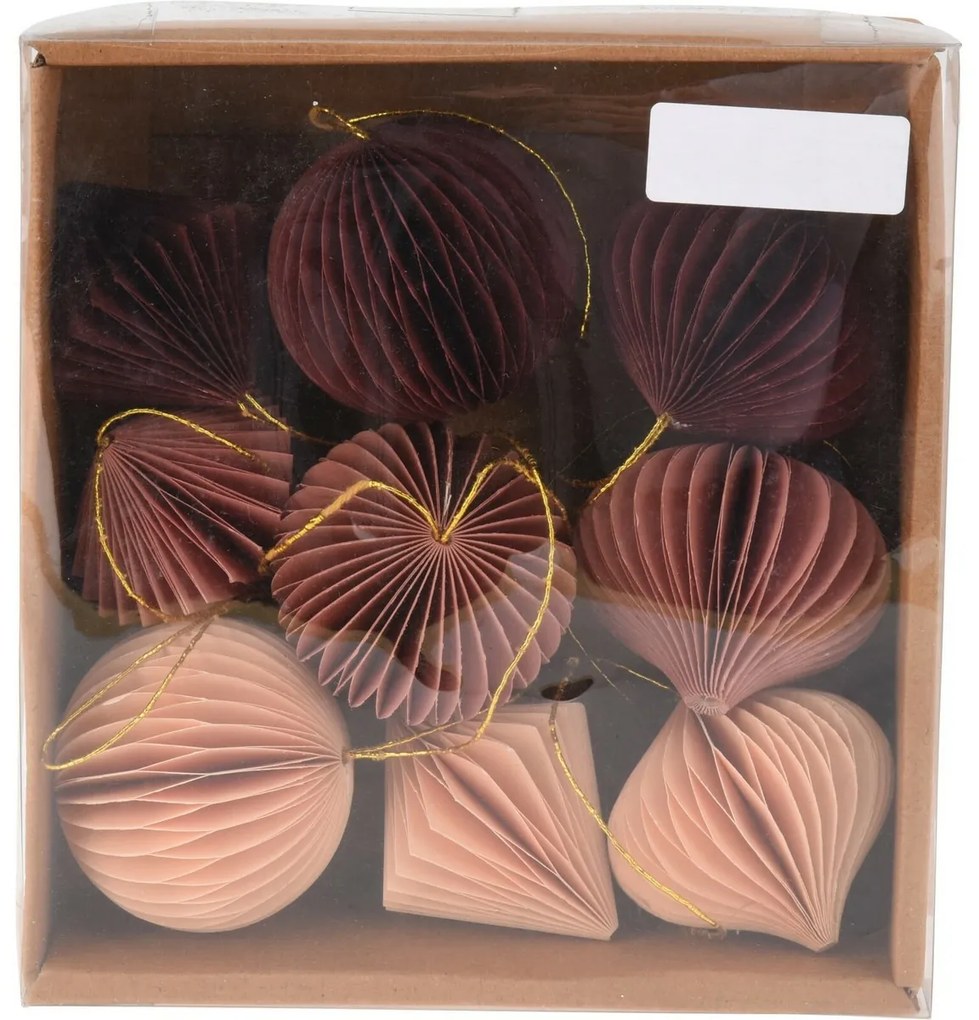Set de ornamente din hârtie Ornaments roz, 6 cm, 9buc