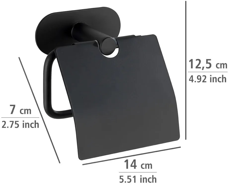 Suport de perete pentru hârtie igienică Wenko Orea, negru