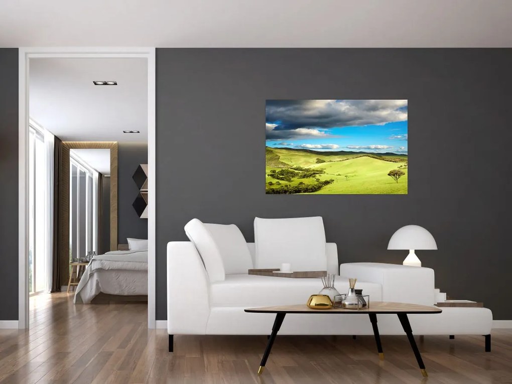 Tablou - Peisaj verde cu dealuri (90x60 cm)