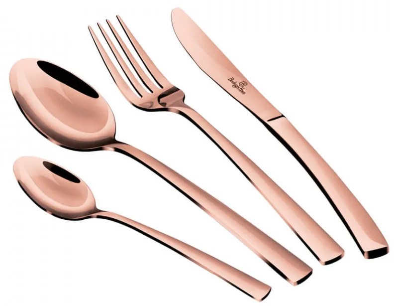 Set Tacamuri 24 piese efect oglinda Rose Gold Metallic Collection Berlinger Haus BH 2637