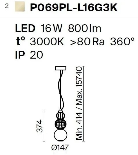Pendul LED design modern Collar auriu, transparent, alb