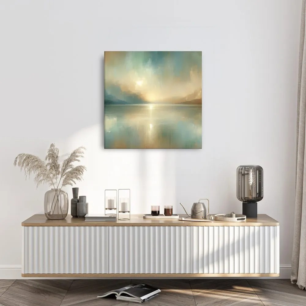 Tablou tonuri delicate ale naturii la lac