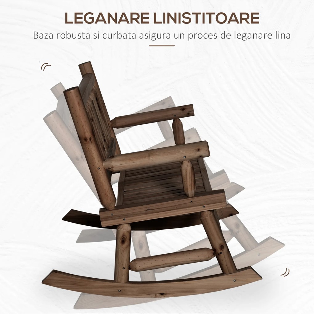 Outsunny Banca tip Leagan cu 2 locuri din Lemn de Brad, Design Rustic, pentru Exterior, 112x67x93cm, Greutate Maxima 250 kg