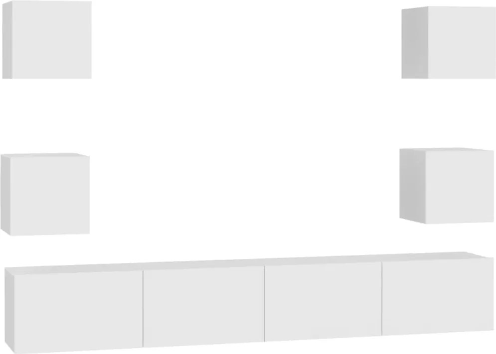 vidaXL Set dulapuri TV, 6 piese, alb, lemn prelucrat