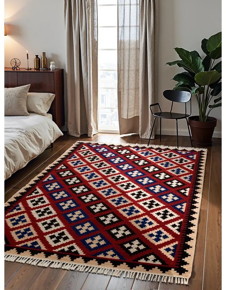 Covor roșu reversibil, țesut manual din lână 160x230 cm Kamal Rami – Nouristan