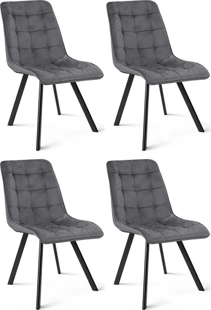 Set 4 Scaune Bucatarie/Dining Spirit Plus Catifea Gri Inchis