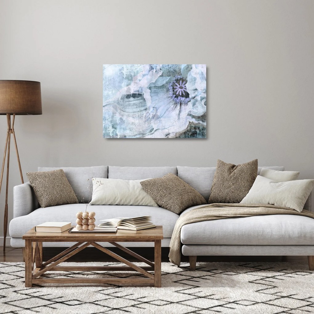 Tablou pe sticlă - Frescă florală pe un perete de cărămidă (70x50 cm)