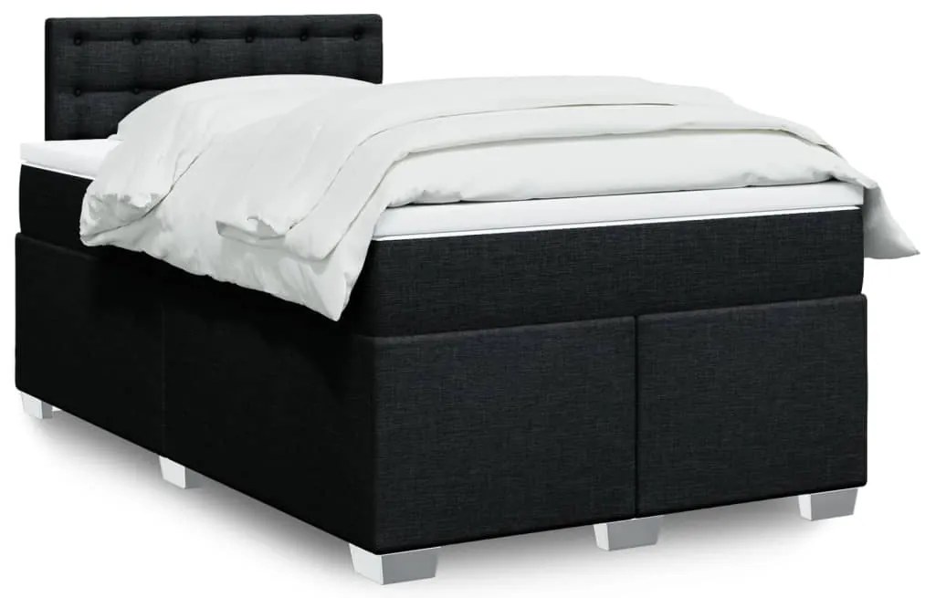 vidaXL Pat box spring cu saltea, negru, 120x190 cm, catifea