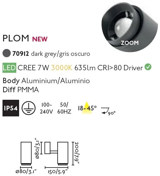 Aplica tip Proiector LED de exterior IP54 PLOM