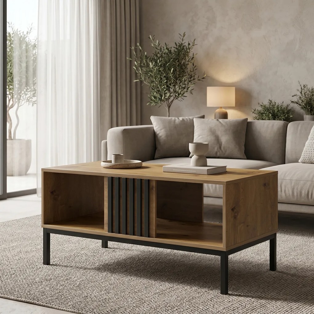 Masuta De Cafea Atelora Stejar-negru 92x50x46 Cm