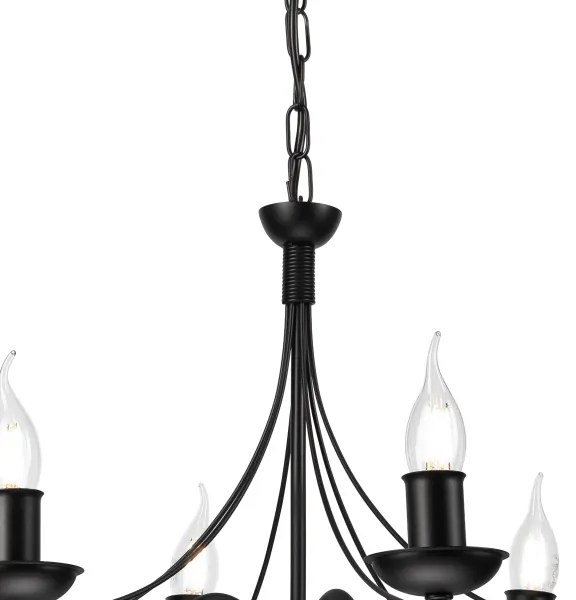 Lustră pe lanț DONATO 6xE14/40W/230V negru