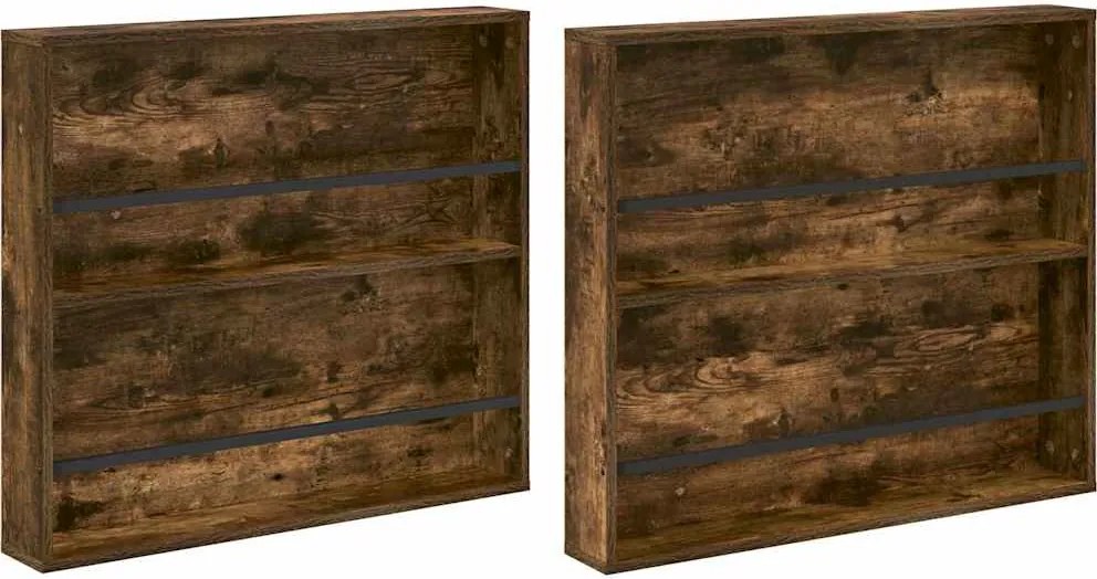 vidaXL Raft pentru reviste 2 pcs Stejar fumuriu 80 x 12 x 70 cm