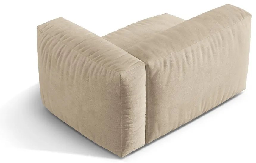 Modul pentru canapea modulară bej cu tapițerie din catifea (cu colț pe partea dreaptă) Martina – Micadoni